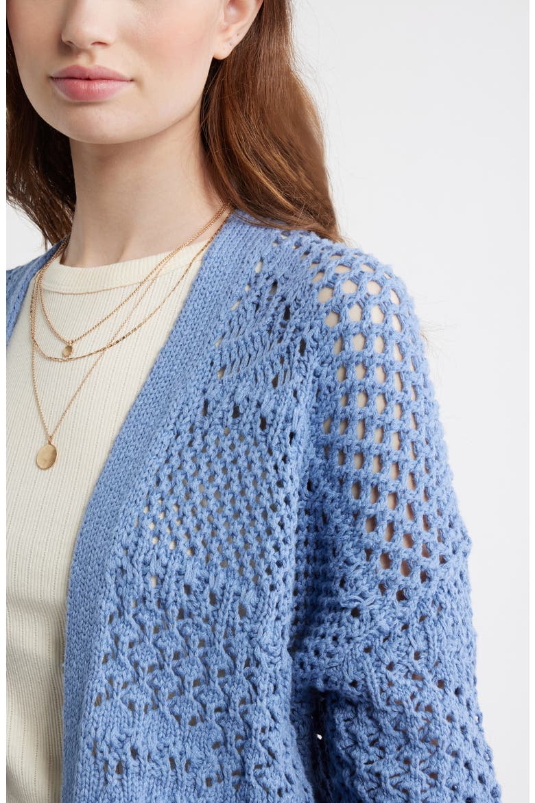 Openwork Slouchy Cotton Cardigan, Alternate, color, BLUE BEYOND