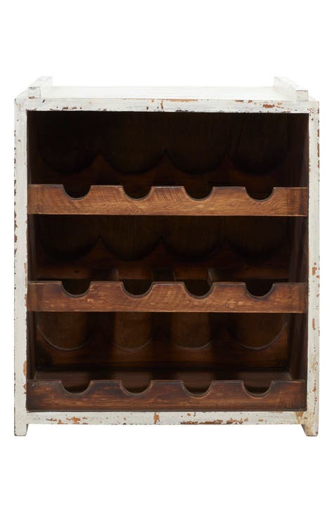 White Farmhouse Standing Wine Rack