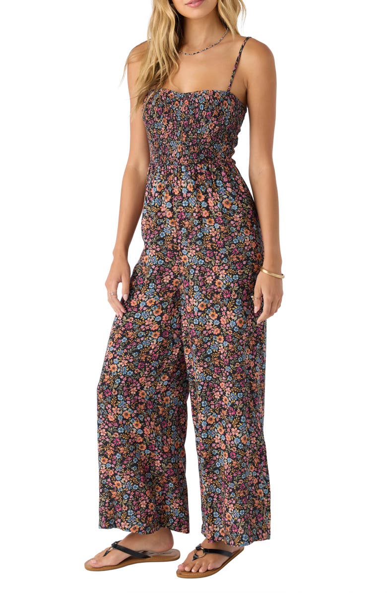 O'Neill Kaylane Floral Smocked Jumpsuit, Alternate, color, 