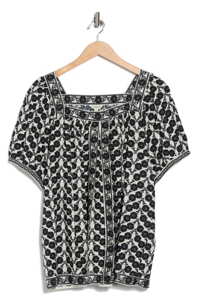 MAX STUDIO Square Neck Puff Sleeve Cotton Blend Top, Alternate, color, 