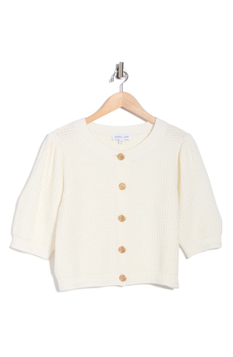 Gemma + Jane Elbow Length Sleeve Cardigan, Alternate, color, White