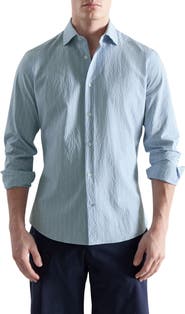 MANGO Textured Pinstripe Button-Up Shirt
