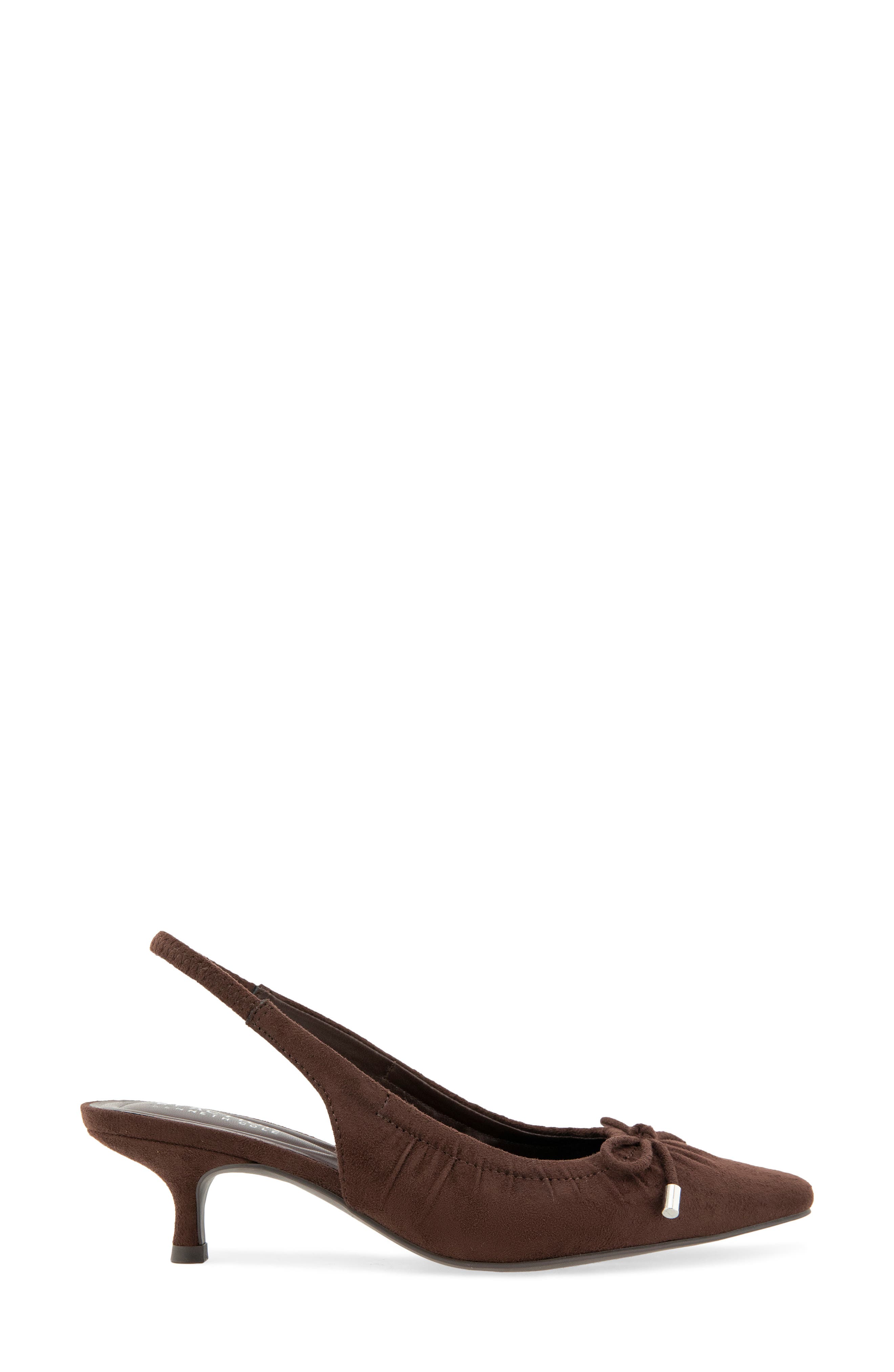 Mango Kitten Heel Slingback Pump, Alternate, color, CHOCOLATE MICRO
