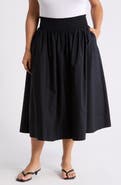 Nordstrom Smocked Waist Pleated Midi Skirt