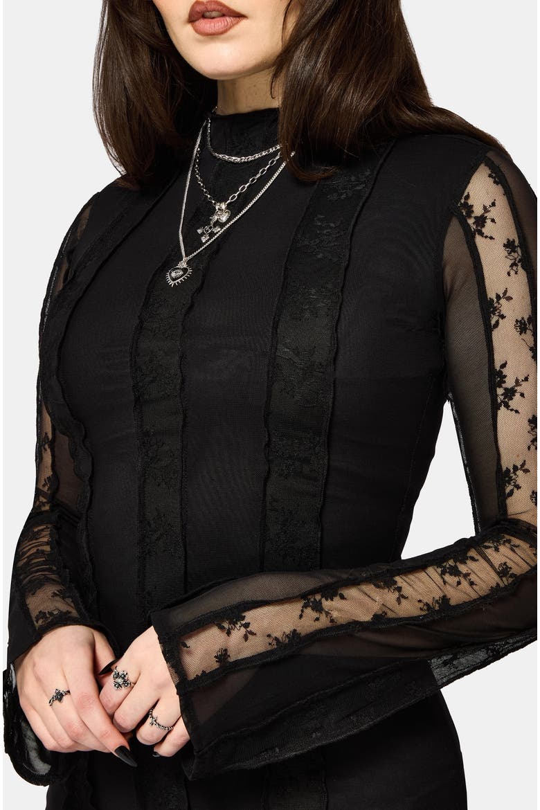 Shesha Mesh Floral Midi Dress, Alternate, color, Black