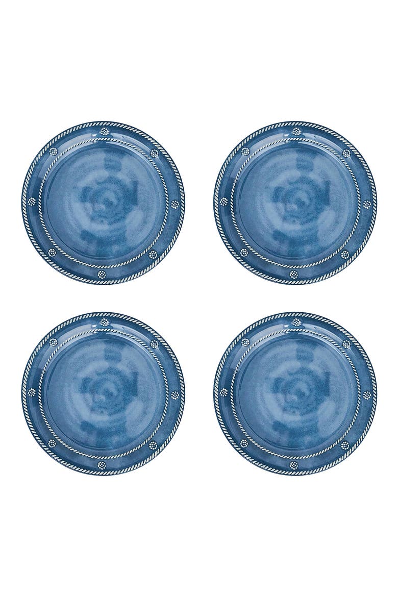 Berry & Thread Set of 4 Melamine Dessert Plates, Main, color, OCEAN