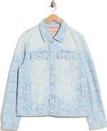 True Religion Jesse Logo Print Denim Trucker Jacket