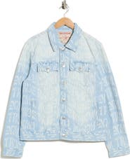True Religion Jesse Logo Print Denim Trucker Jacket