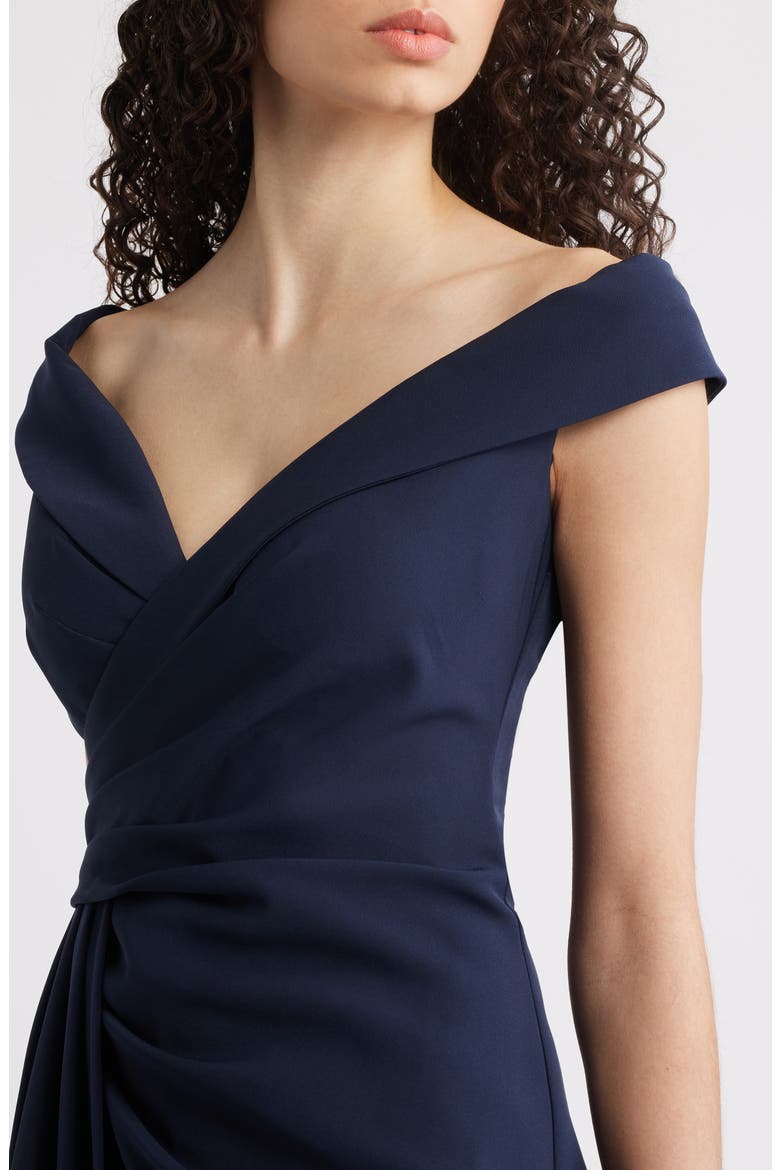 Social Portrait Collar Laguna Crepe Gown, Alternate, color, NAVY
