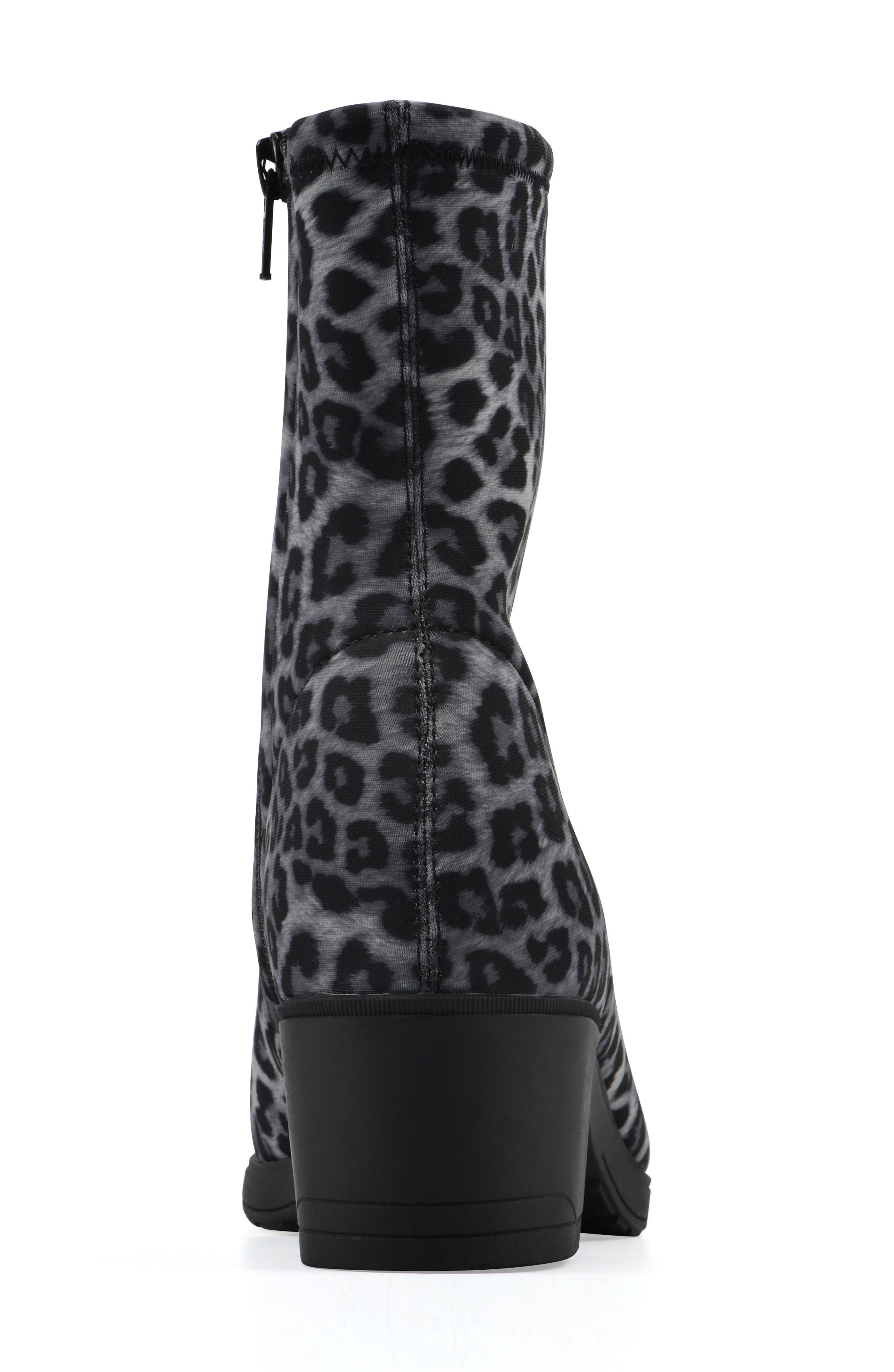 CLIFFS BY WHITE MOUNTAIN Huda Block Heel Bootie, Alternate, color, Grey/ Leopard/ Fabric