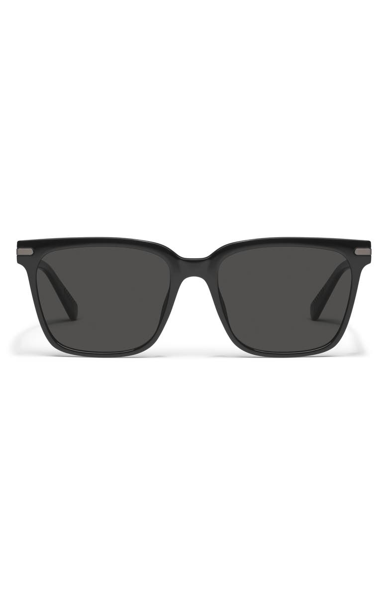 QUAY Recap 46mm Small Square Sunglasses, Main, color, Black/ Black Polarized