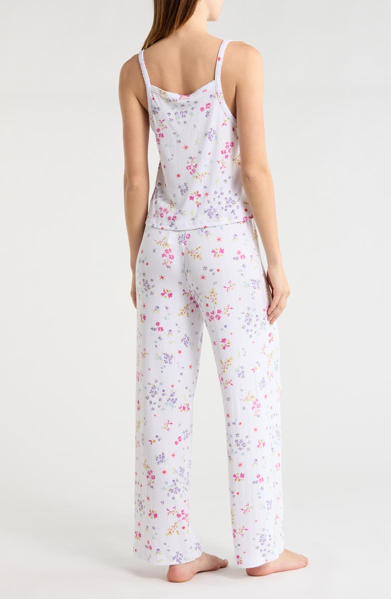 JACLYN Henley Camisole & Flare Leg Pants Pajamas, Alternate, color, Lightning Ditsy White