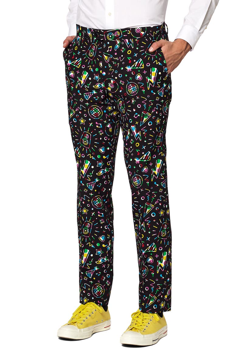 Disco Dude Two Button Notch Lapel Suit, Alternate, color, BLACK
