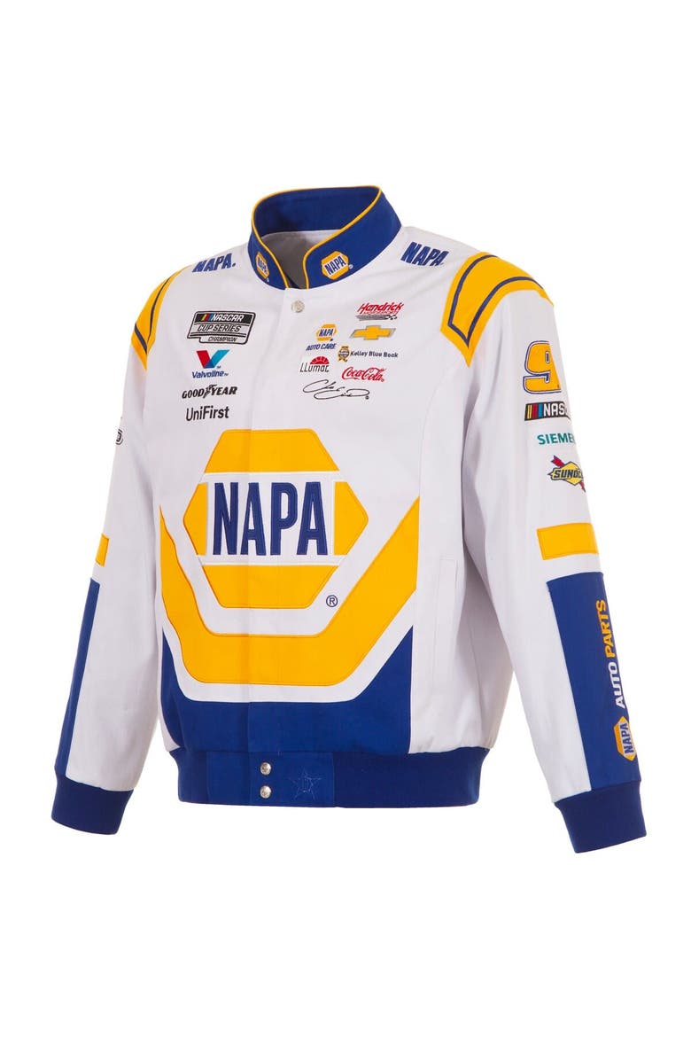 Men's JH Design White/Royal Chase Elliott NAPA Full-Snap Twill Uniform Jacket, Alternate, color, White