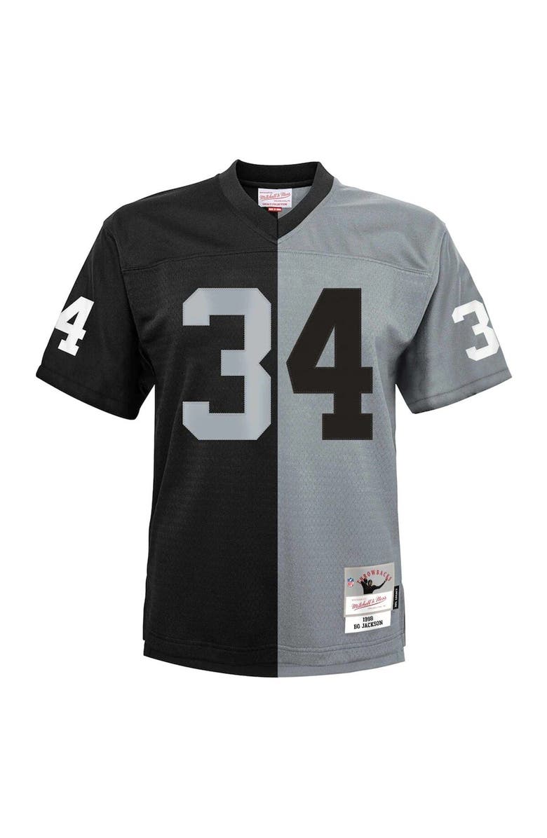 Mitchell & Ness Youth Mitchell & Ness Bo Jackson Black/Silver Las Vegas Raiders Split Legacy Jersey, Alternate, color, 