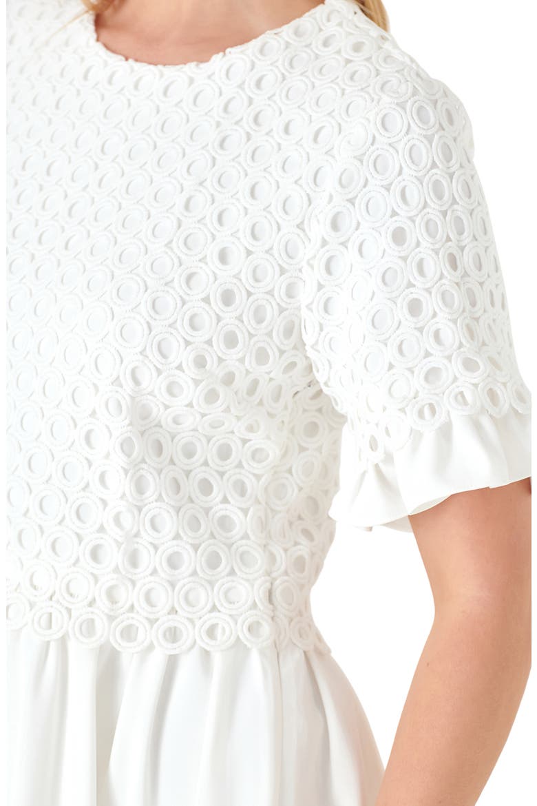 Mixed Media Circle Trim Dress, Alternate, color, WHITE
