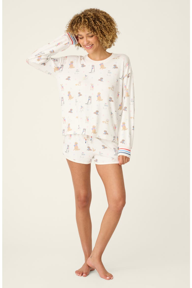 Red, White & Woof Jersey Pajama Top, Alternate, color, IVORY