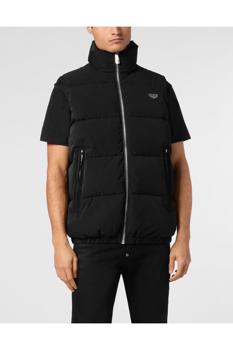 Nylon Down Jacket Vest Men, Main, color, black