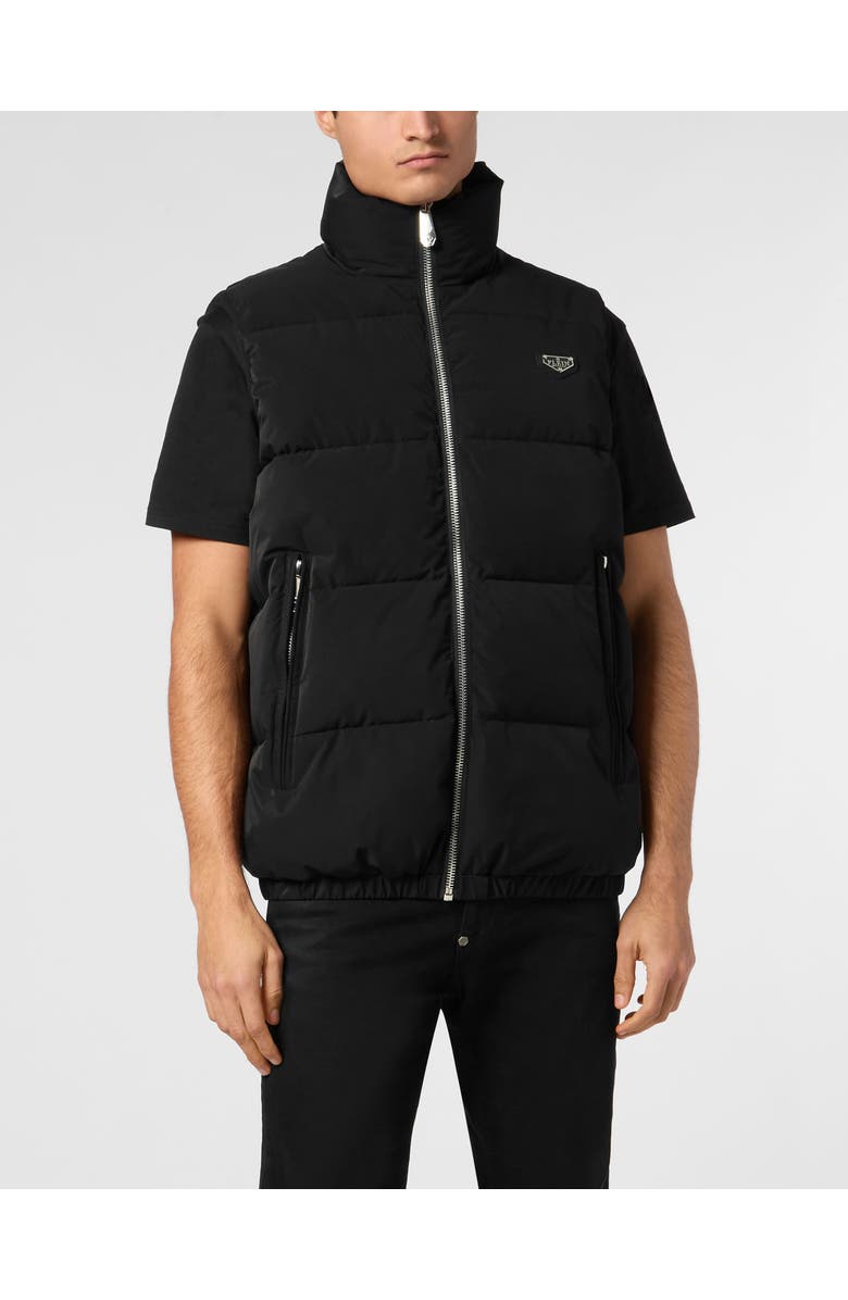 PHILIPP PLEIN Nylon Down Jacket Vest Men, Main, color, Black