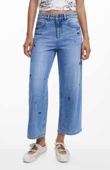 Desigual Mickey Mouse Ankle Wide Leg Jeans