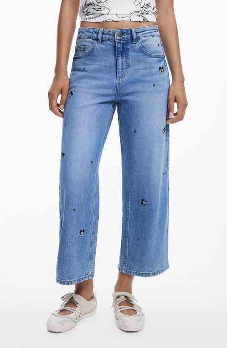 Desigual Mickey Mouse Ankle Wide Leg Jeans