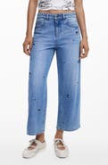Desigual Mickey Mouse Ankle Wide Leg Jeans
