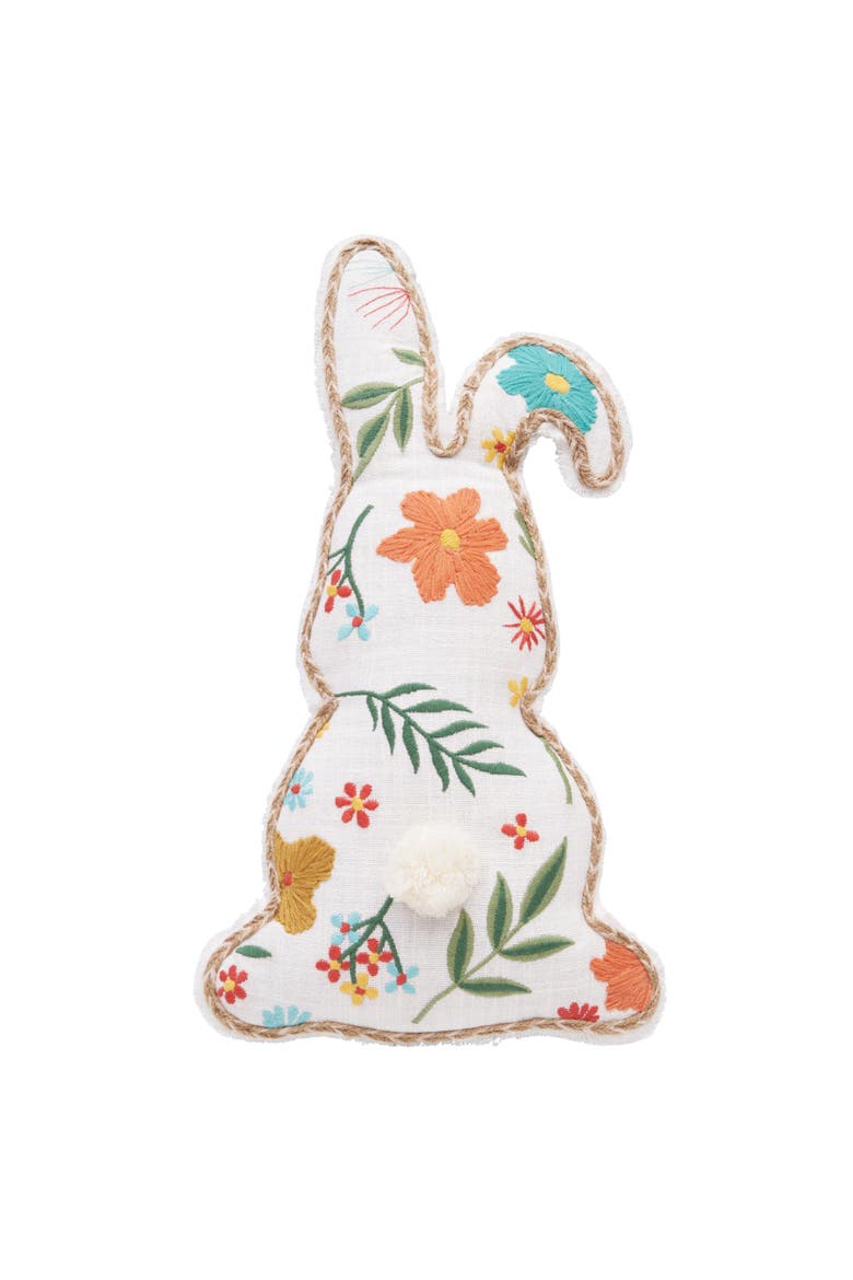 Easter Blossom Bunny Shaped Cotton Blend Mini Accent Pillow 8" x 18", Main, color, White