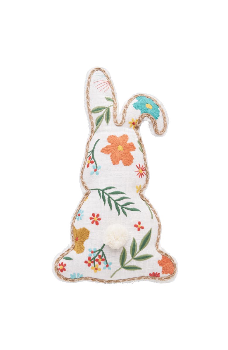 C&F Home Easter Blossom Bunny Shaped Cotton Blend Mini Accent Pillow 8" x 18", Main, color, White