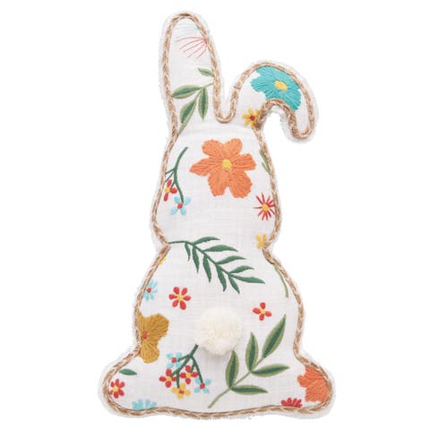 Easter Blossom Bunny Shaped Cotton Blend Mini Accent Pillow 8" x 18"