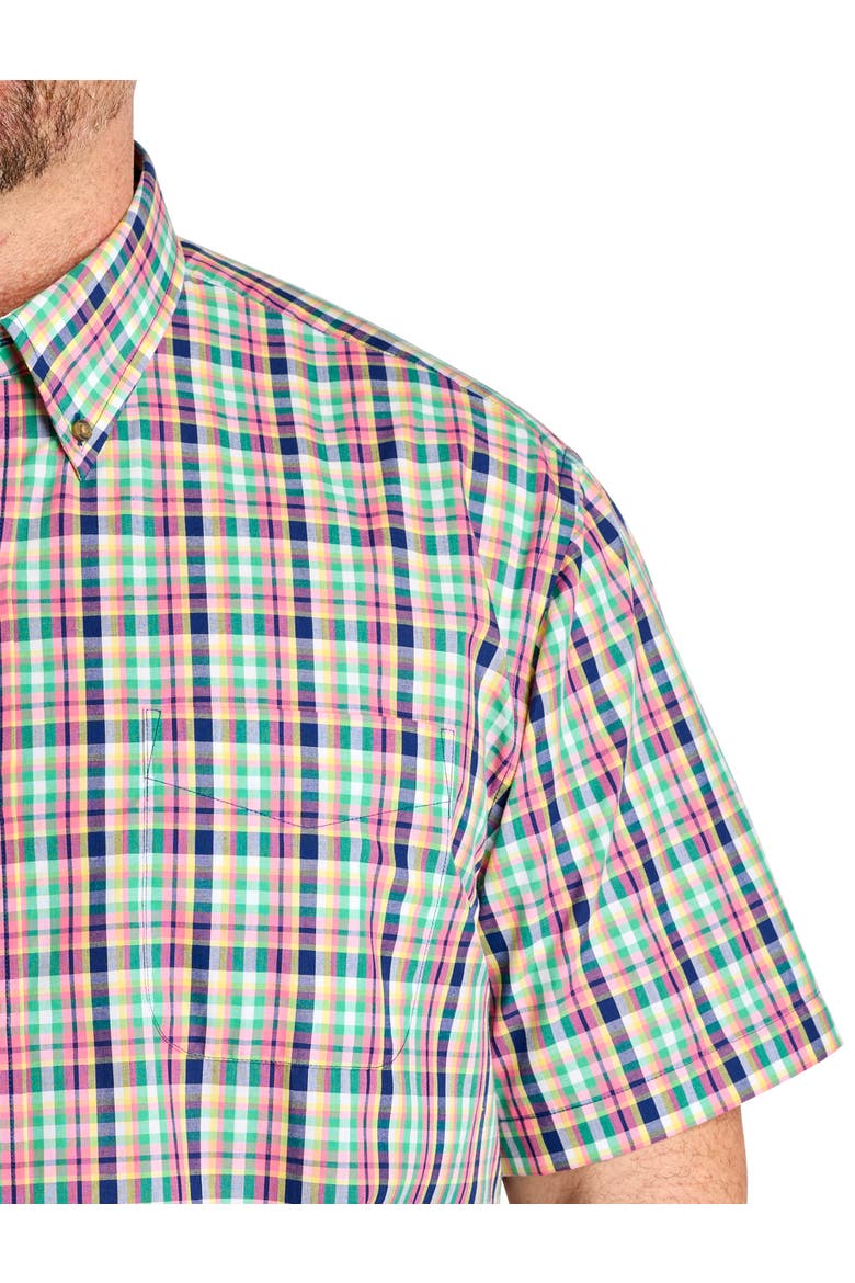 Big & Tall Easy-Care Small Plaid Sport Shirt V4, Alternate, color, PINK MULTI