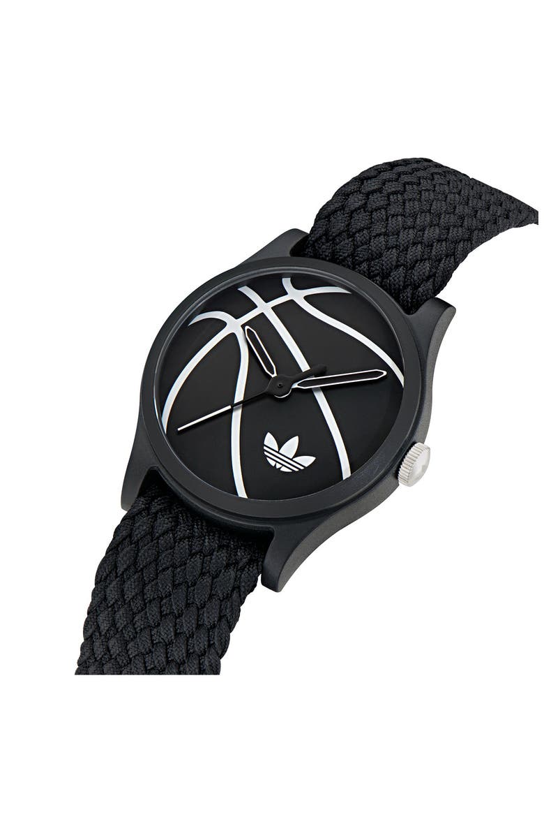 AO Style Black Basketball Dial Webbing Strap Watch, 39mm, Alternate, color, BLACK