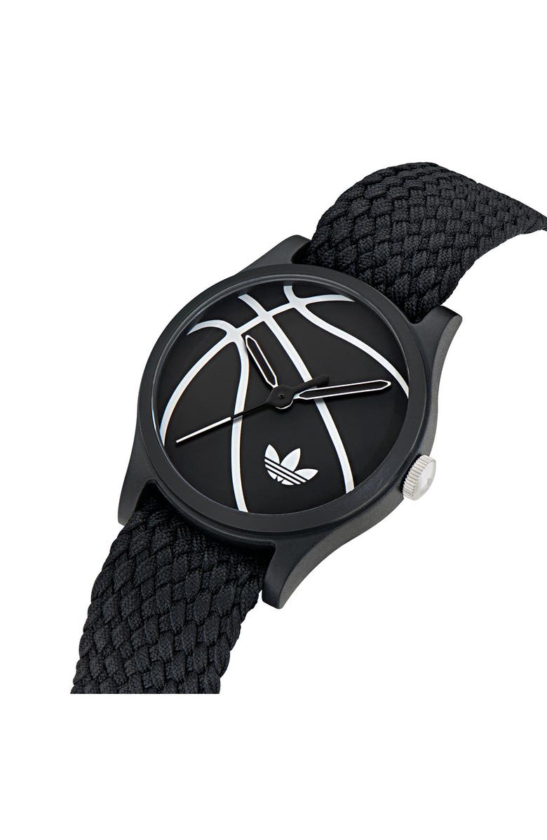 adidas AO Style Black Basketball Dial Webbing Strap Watch, 39mm, Alternate, color, Black