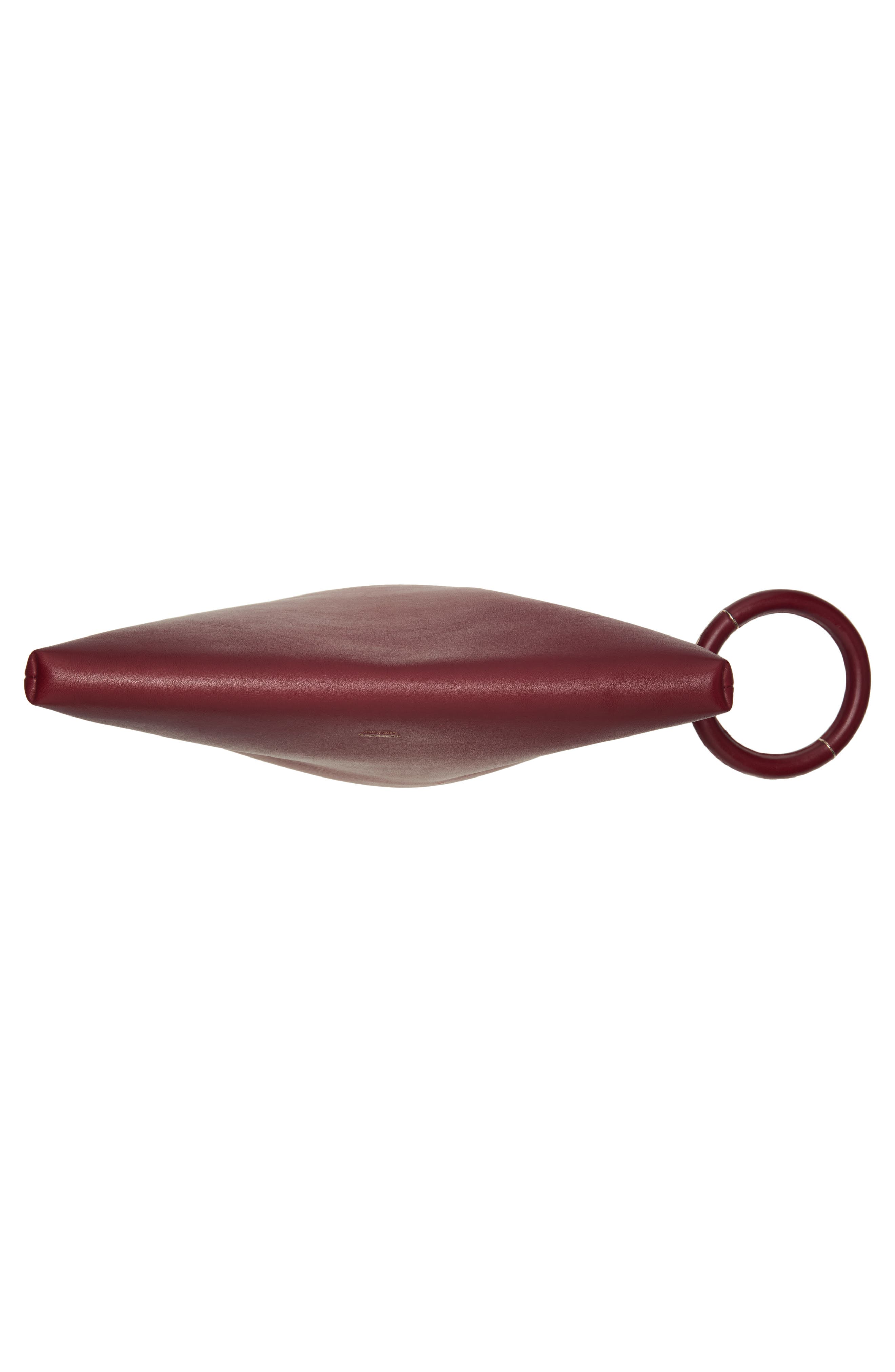 T-Ring Leather Clutch, Alternate, color, RUBY RED