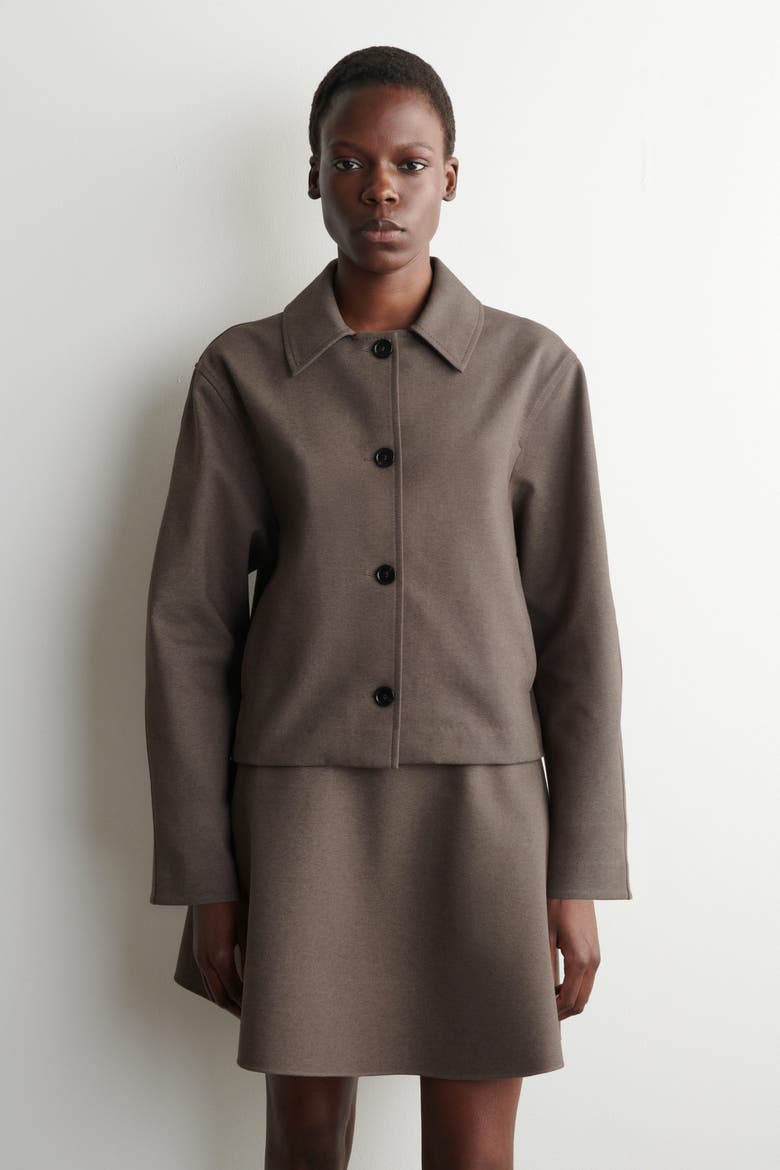 Rounded Jersey Jacket, Alternate, color, BROWN