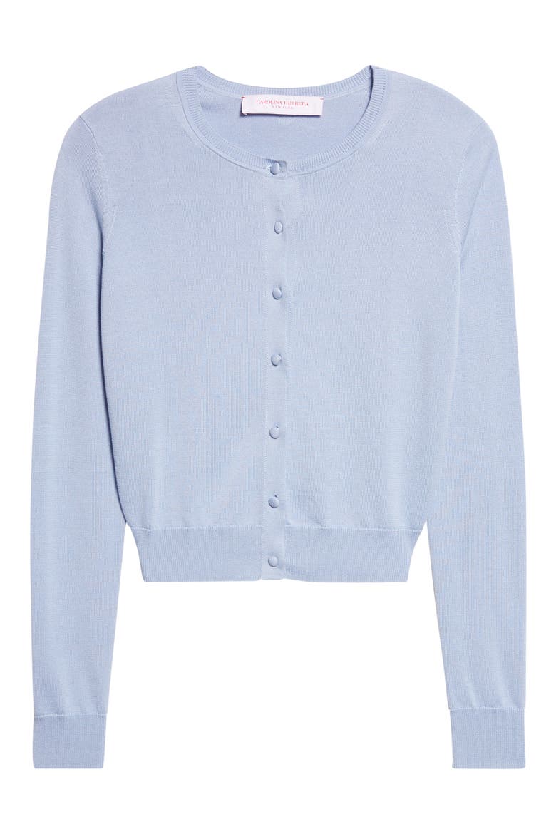 Silk & Cotton Crop Cardigan, Alternate, color, CLOUDY BLUE