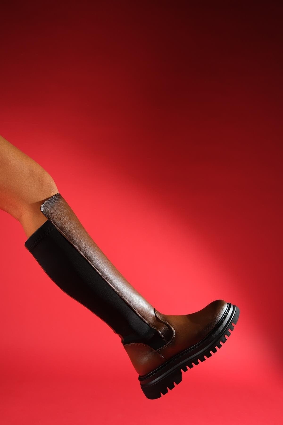 Shadow Knee High Boot, Alternate, color, Cognac Faux Leather