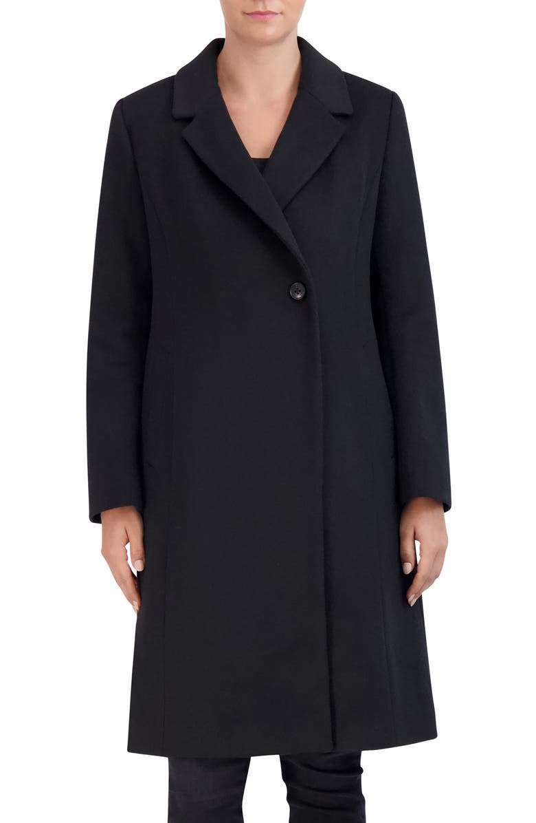 Cole Haan Asymmetric Button Wool Blend Coat, Main, color,