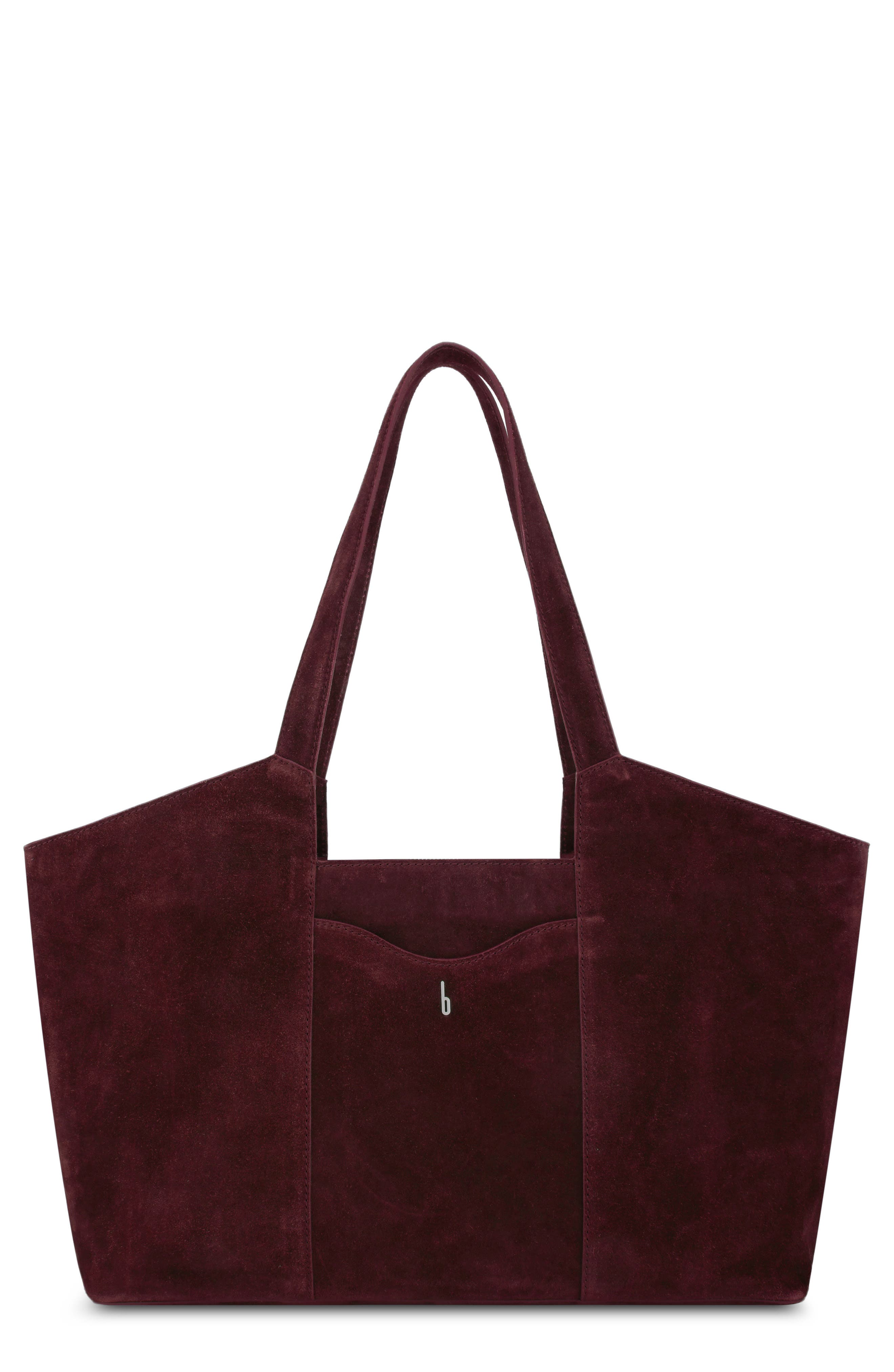 Melina Suede Leather Tote, Main, color, BURGUNDY