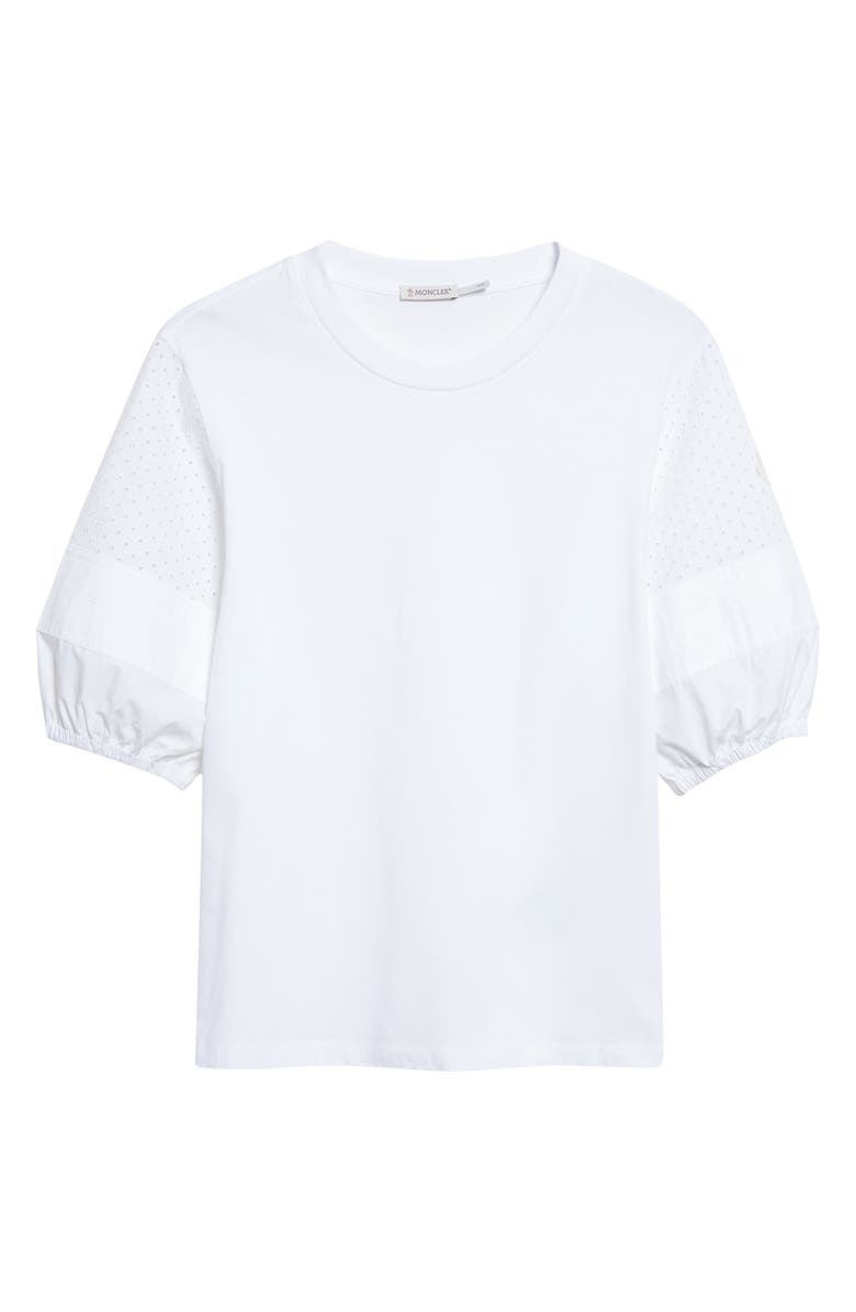 Moncler Flax Blend Crewneck T-Shirt, Main, color, White