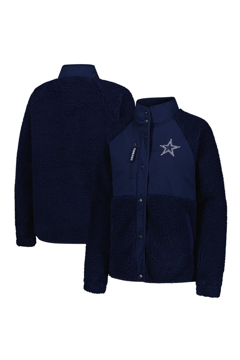 Women's Starter Navy Dallas Cowboys On the Ball Sherpa Jacket, Main, color, Navy