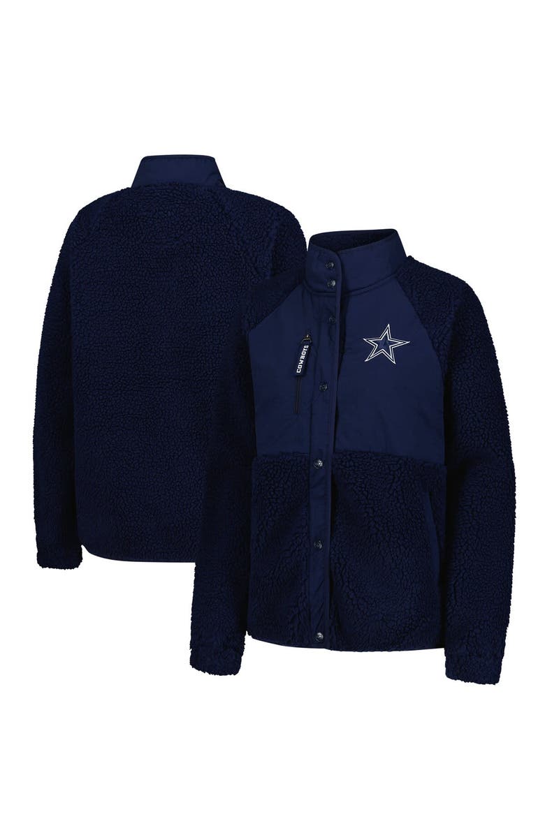 STARTER Women's Starter Navy Dallas Cowboys On the Ball Sherpa Jacket, Main, color, Navy