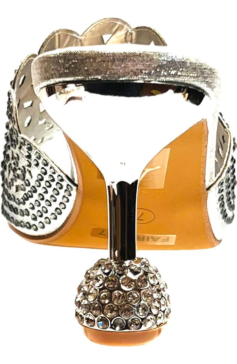 LADY COUTURE Rhinestone Laser Cut Sandal, Alternate, color, Silver
