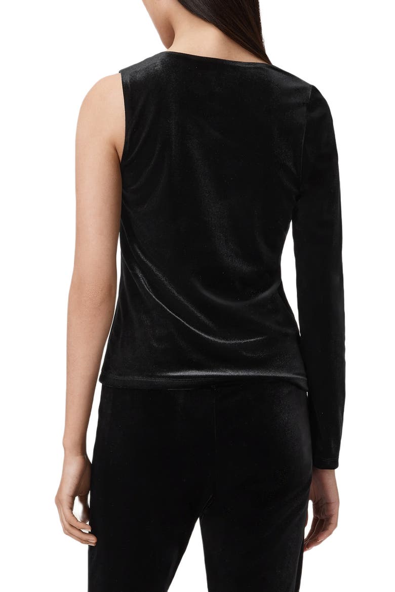 Ari Asymmetric Single Long Sleeve Velvet Top, Alternate, color, BLACK