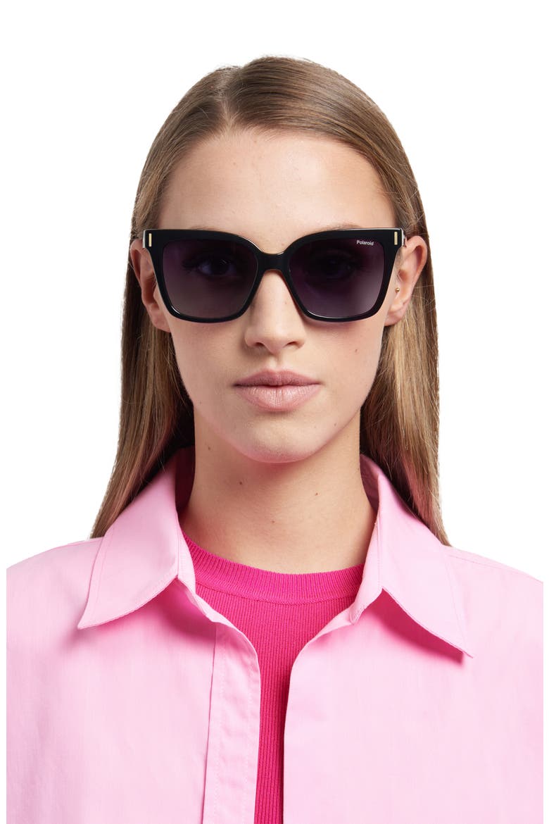 54mm Polarized Cat Eye Sunglasses, Alternate, color, BLACK/ GRAY POLARIZED