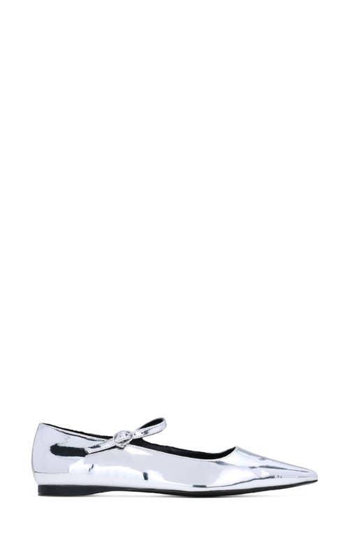 Yosi Samra Camille Pointed Toe Mary Jane Flat In Silver