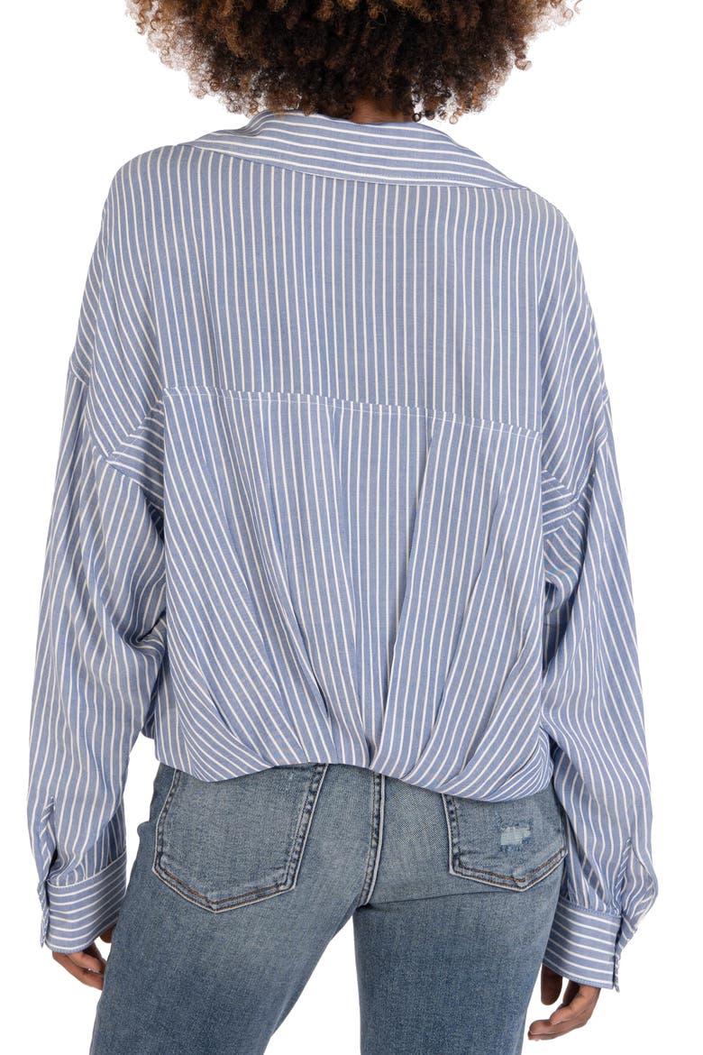 Angelou Crop Button-Up Shirt, Alternate, color, BLUE/ WHITE
