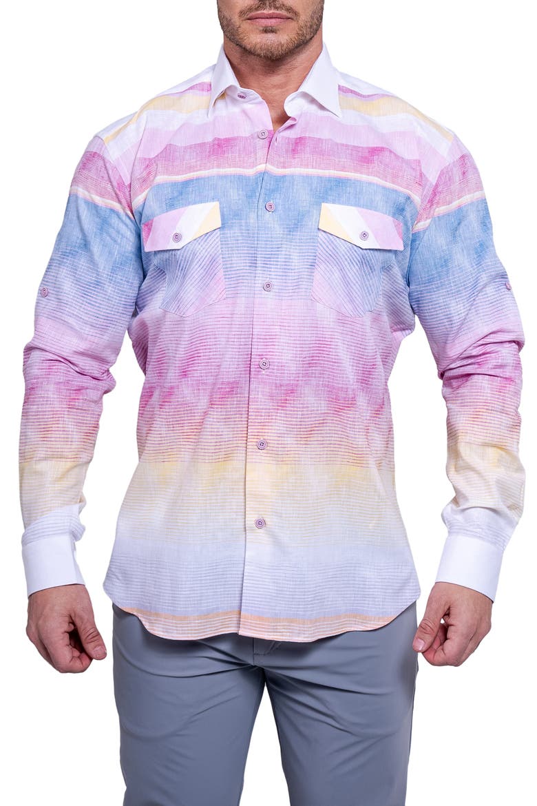 Archimedes Resistance Contemporary Fit Button-Up Shirt, Main, color, PURPLE