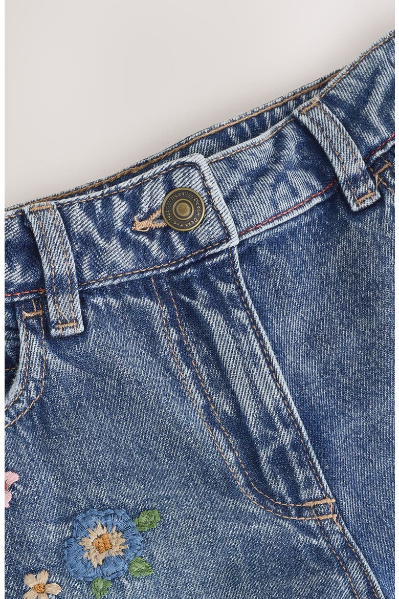 Kids' Patchwork Embroidery Straight Leg Jeans, Alternate, color, BLUE