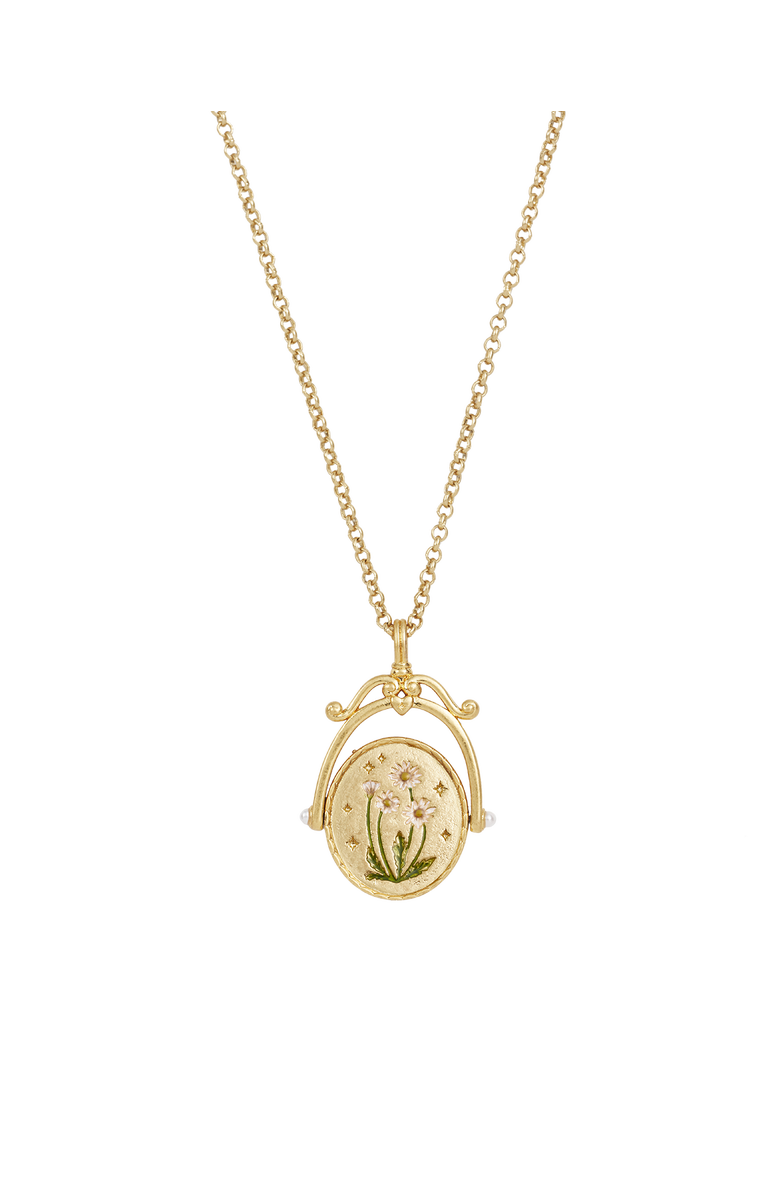 Fable England D Initial Daisy Gold Spinner Chain Necklace, Alternate, color, Gold