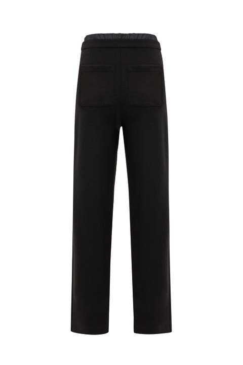 Wide Leg Knit Pants With Elastic Waist And Pockets